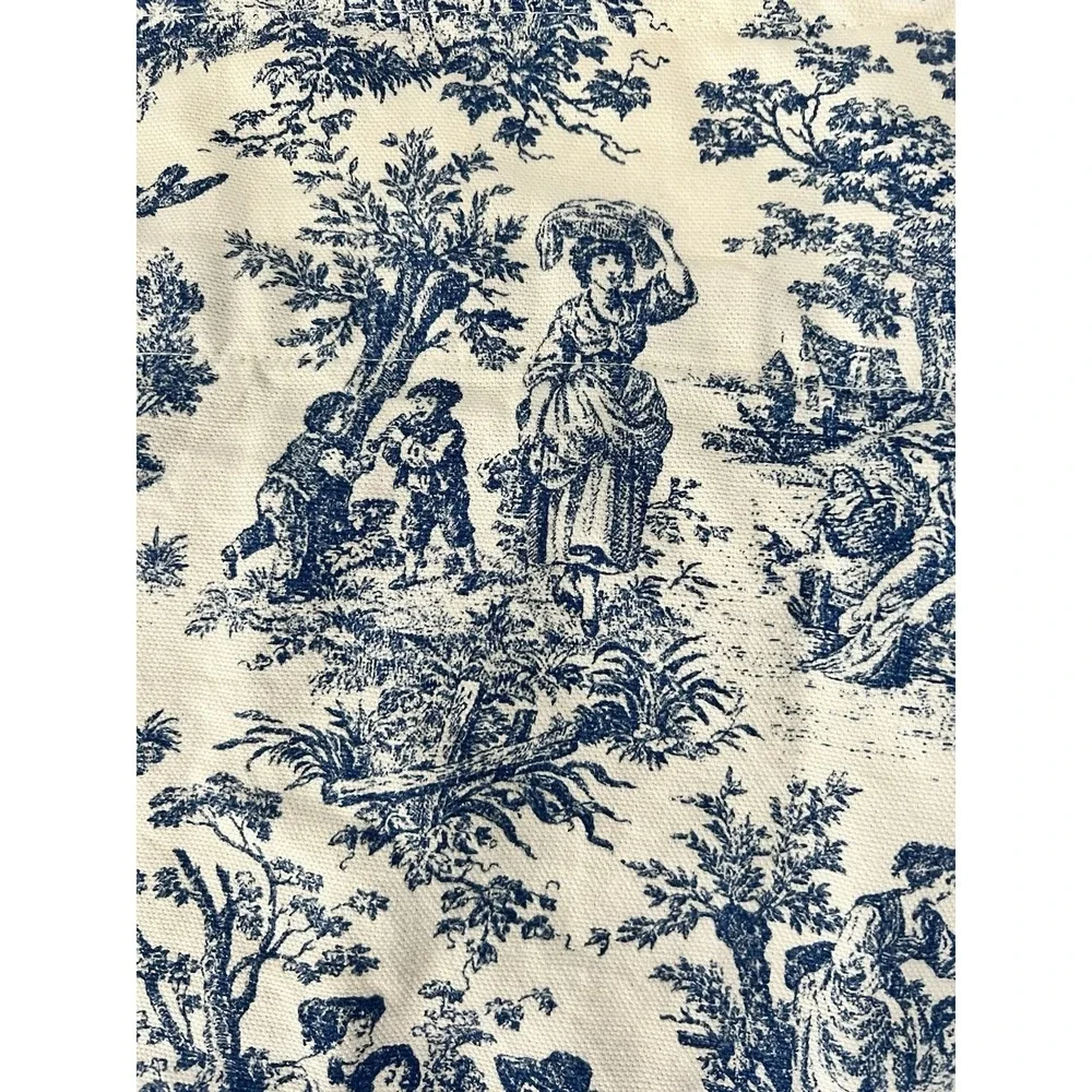 One Waverly Blue Toile & Gingham Double Valance 54